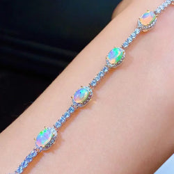 925 Sterling Silver Black Opal Bracelet for Women