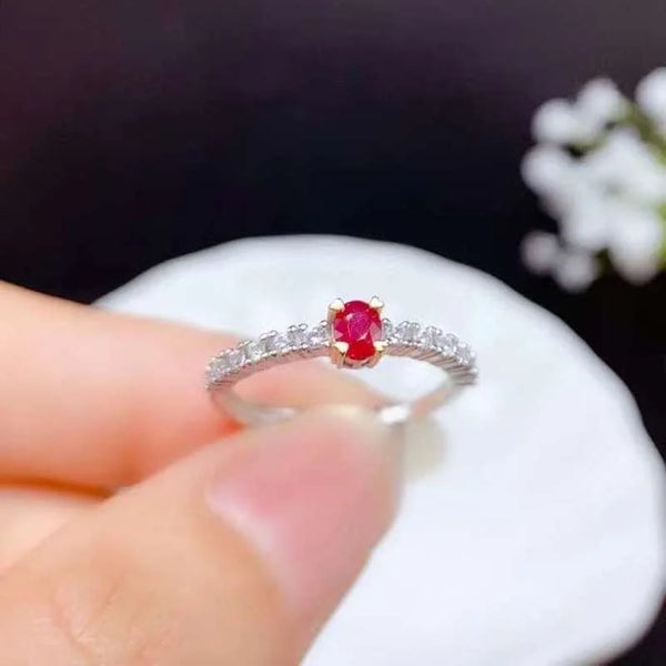 Sterling Silver 0.12 Carat Ruby Ring for Women