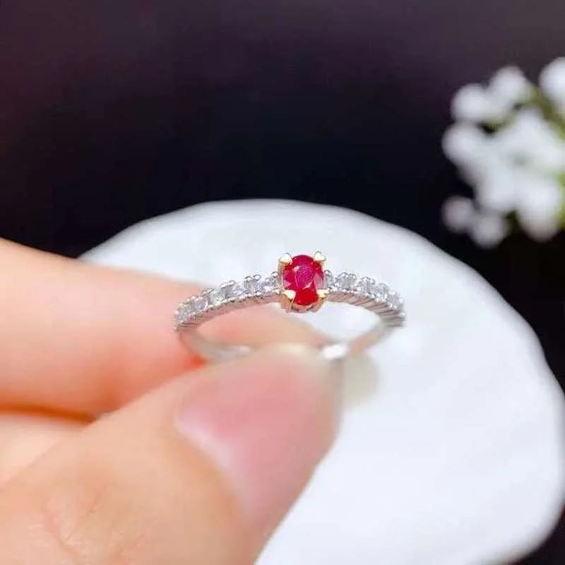 Sterling Silver 0.12 Carat Ruby Ring for Women