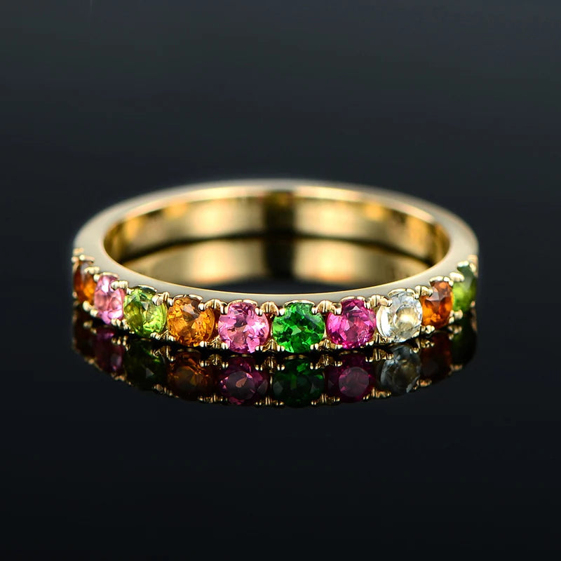 14k Yellow Gold Flawless Round Tourmaline Ring for Women