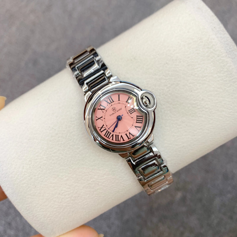 Pink Quartz Movement Women's Stainless Steel Waterproof Luxury Watch