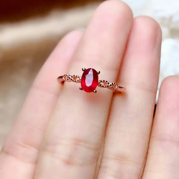 Sterling Silver Natural Ruby Ring for Women