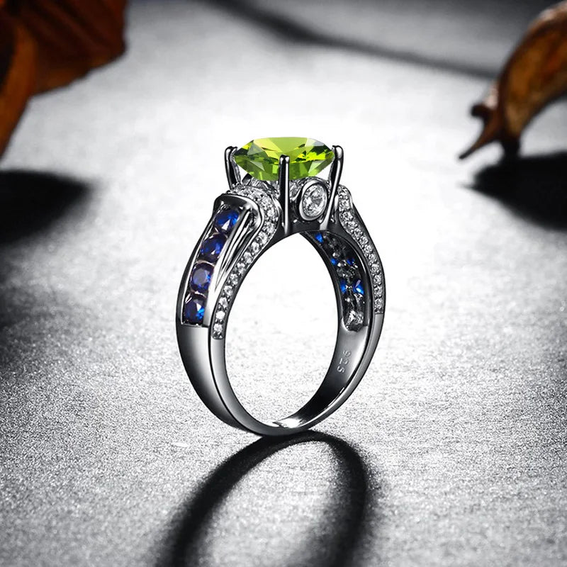 Sterling Silver Peridot Ring for Women