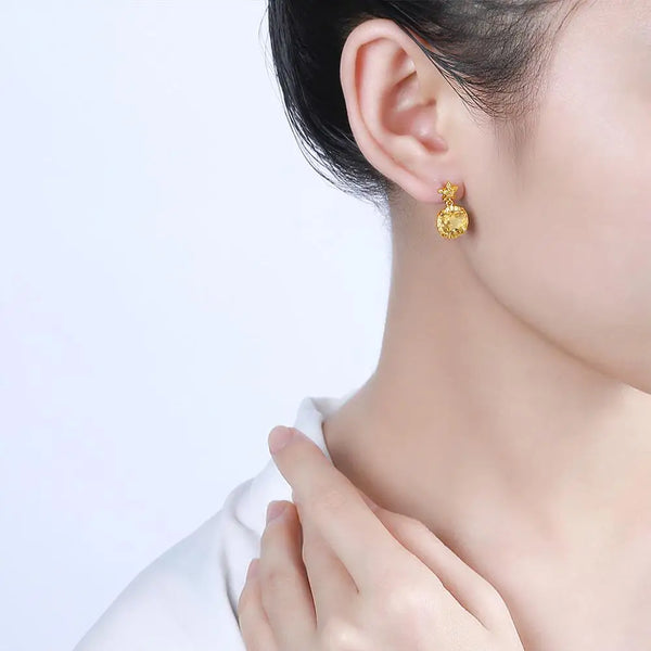 14K Gold Natural Citrine Stud Earrings, 0.50ctw for Women