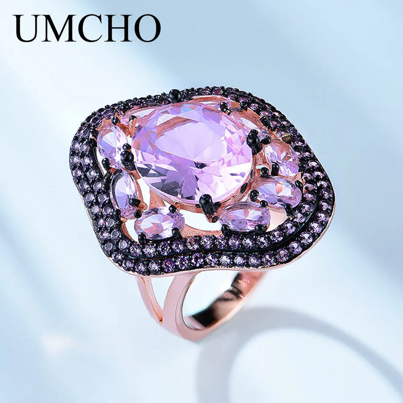 Sterling Silver Nano Morganite Oval Pink Ring For Women