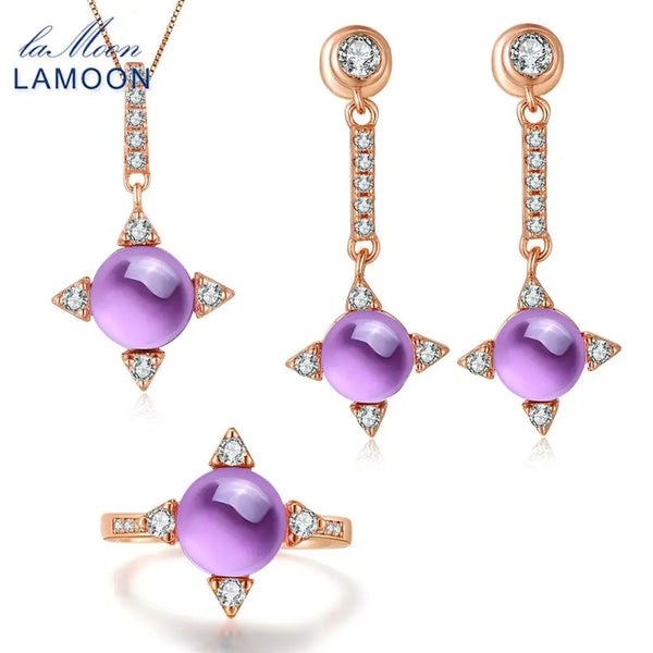 Sterling Silver Amethyst Jewelry Set For Women