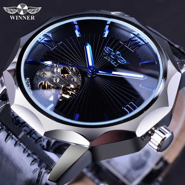 Stainless Steel Transparent Skeleton Dial Men's Watch