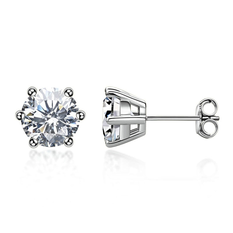 OEVAS Real 1 Carat D Color Moissatine Stud Earrings For Women 18K Gold Color 925 Sterling Silver Wedding Party Fine Jewelry