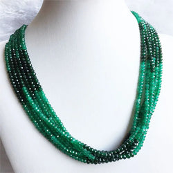 Sterling Silver Double Color Green Emerald Sapphire Jade Bead Choker Necklace for Women