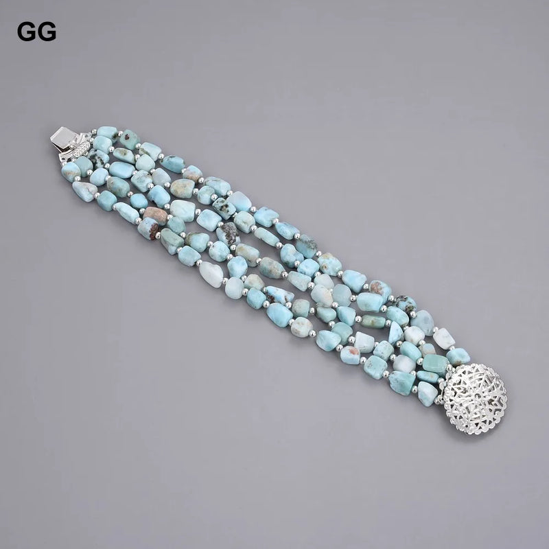 Sterling Silver Larimar Nugget Bracelet for Women