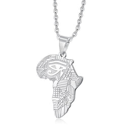 Titanium Stainless Steel Map of Africa Pendant Necklace for Men