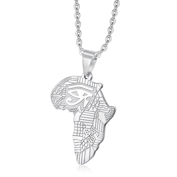 Titanium Stainless Steel Map of Africa Pendant Necklace for Men