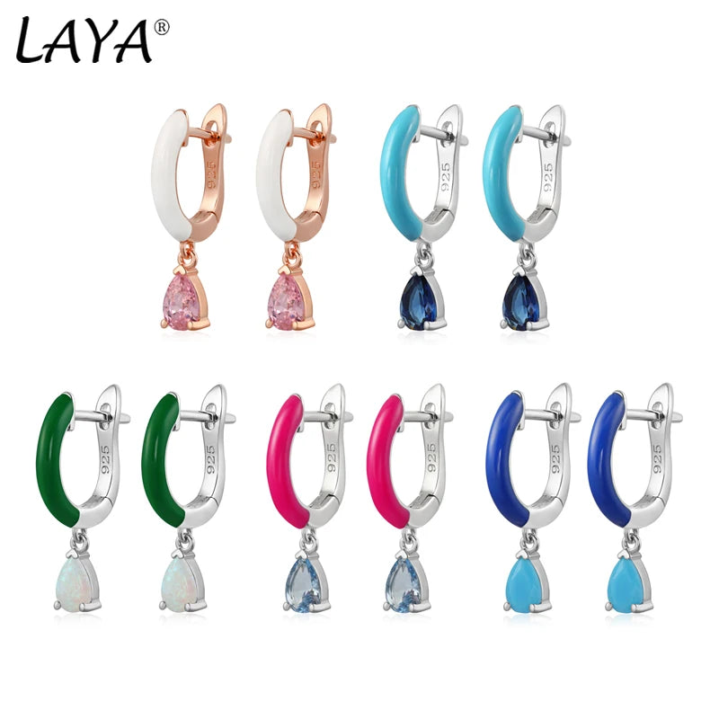 Sterling Silver Synthetic Crystal Drop Earrings for Women