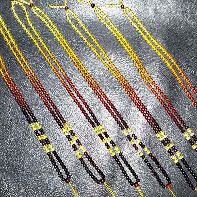 Yellow Gold Rainbow Amber, 4mm - 5mm Beads Necklace for Women