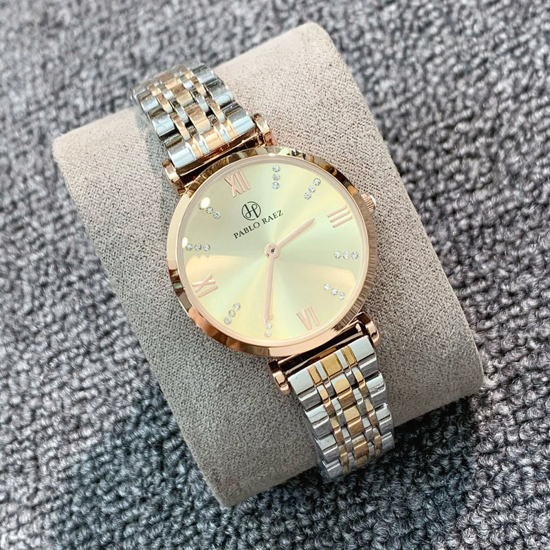 Luxury Waterproof Rose Gold Steel Strap Women's Watch