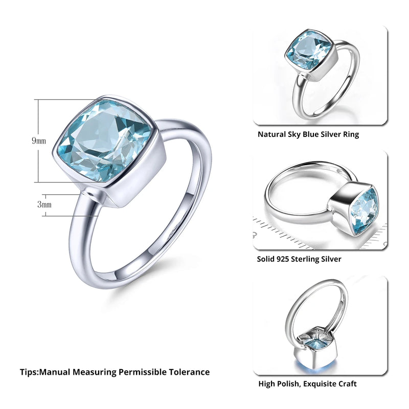 Sterling Silver 2.70ct Sky Blue Topaz Ring for Women