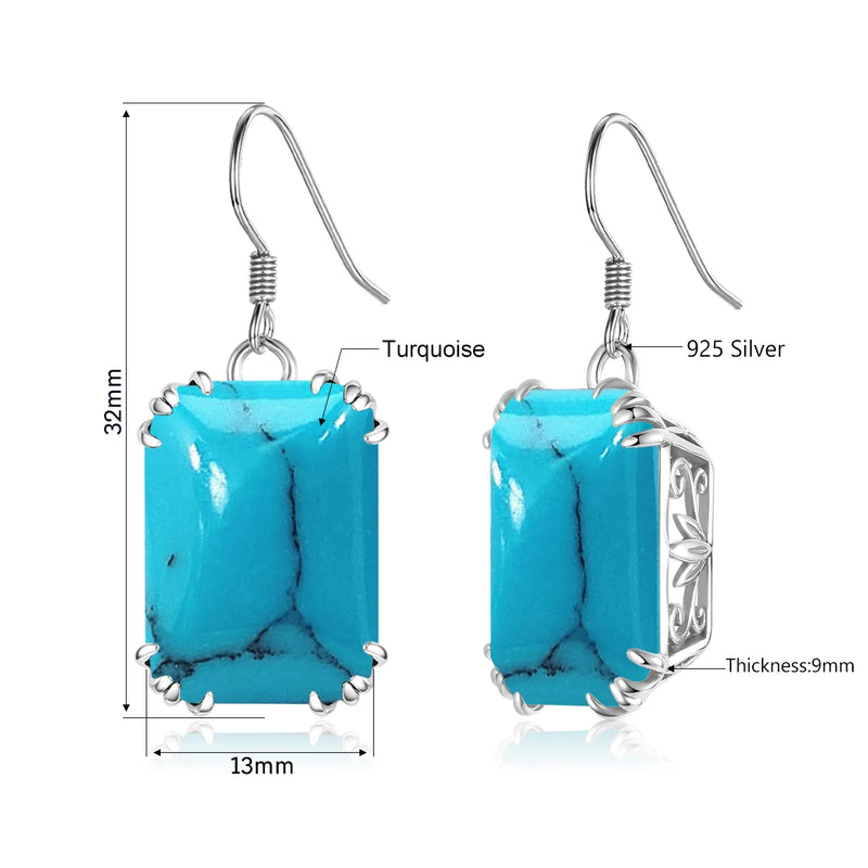 Sterling Silver Turquoise Long Dangle Earrings for Women