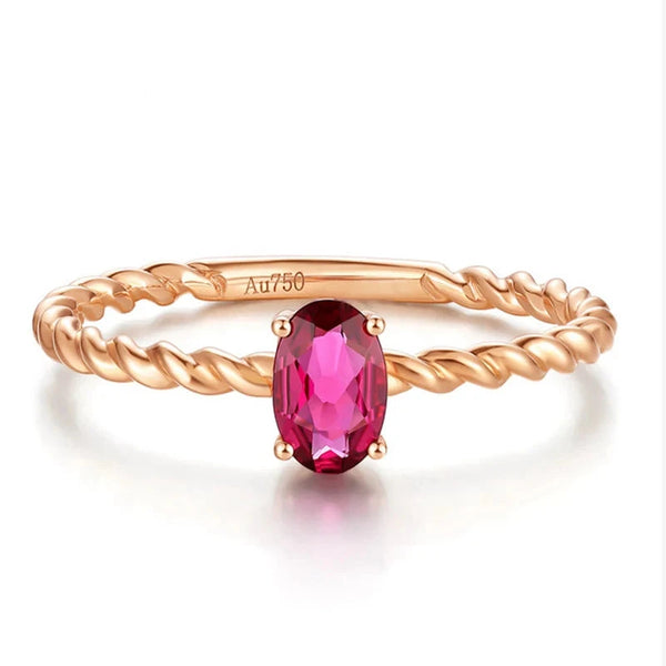 18K Rose Gold Oval Tourmaline Ring 4x5mm for Women