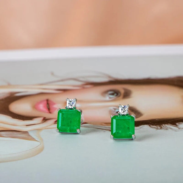 Sterling Silver 925 Emerald Earrings for Women