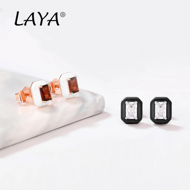 Sterling Silver Synthetic Crystal Stud Earrings for Women