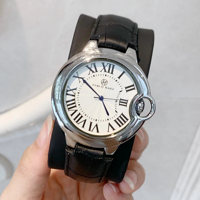 Luxury Leather Blue Quartz Classic Design Watch for Men and Women – Elegant Timepiece for Lovers of Fine Relogies and Fashion Dress Clocks.