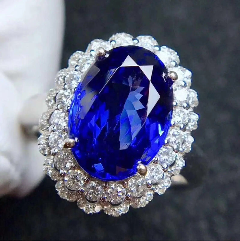 925 Silver Sapphire Ring, Beautiful Color, Exquisite Workmanship, Good Quality