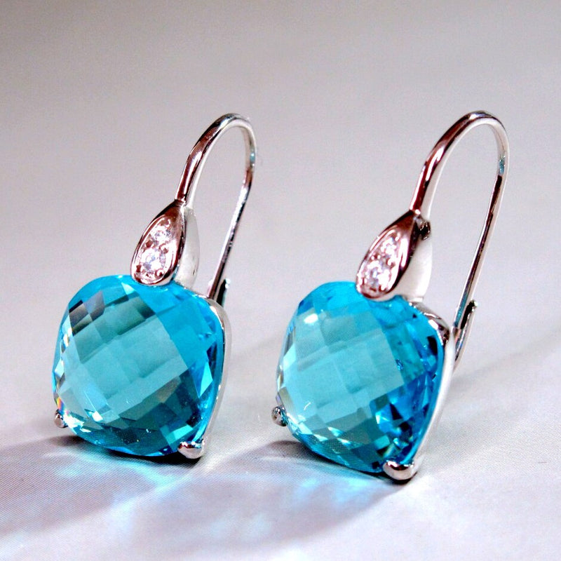 Sterling Silver Smoky Quartz Paraiba Tourmaline Morganite Emerald Gemstone Crystal Drop Earrings for Women