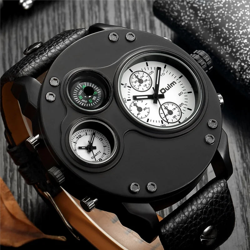 Quartz Watch with Large Dial for Men - Luxury Strap - Top Brand