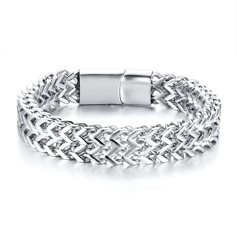 Stainless Steel Wheat Link Chain Bracelet, 6.5MM-12.5MM, Two-Strand, for Men