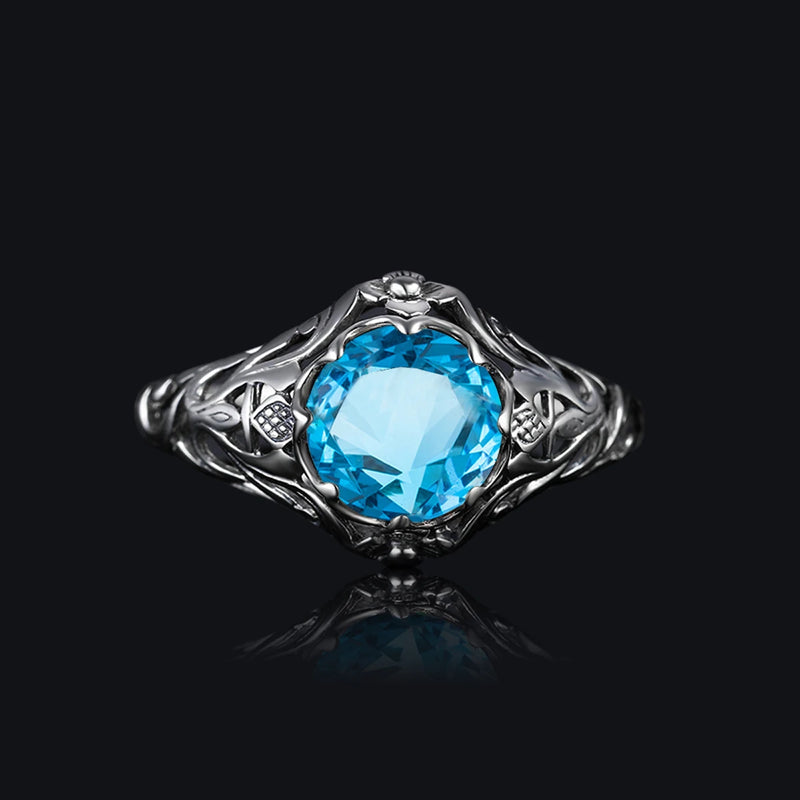 Sterling Silver Blue Topaz Ring for Women