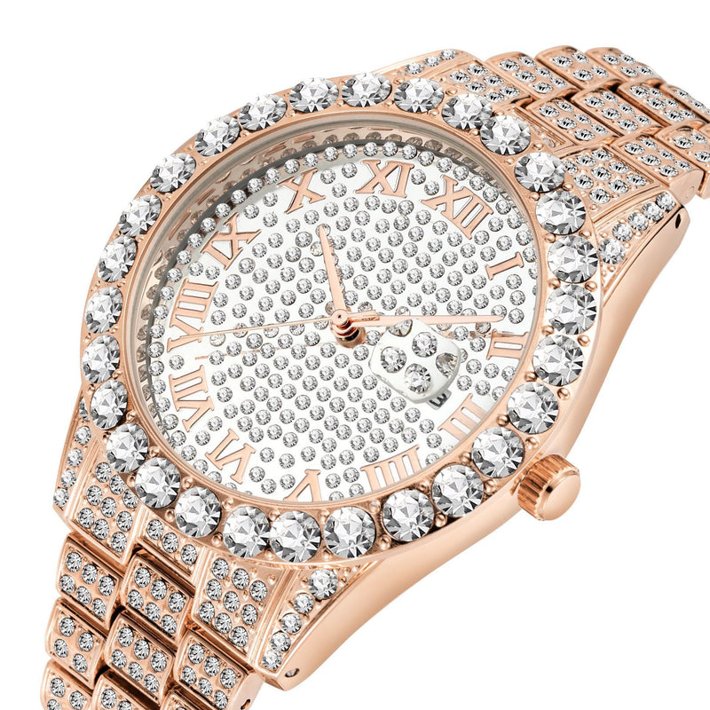 Gold Iced Out Bracelet Watch with Diamonds for Men