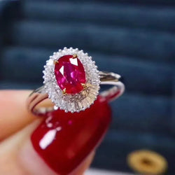 Sterling Silver Natural Ruby Ring for Women