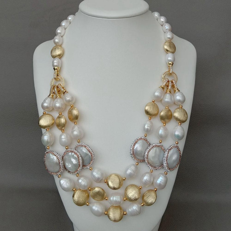 Sterling Silver Freshwater Cultured White Coin Pearl Necklace for Women