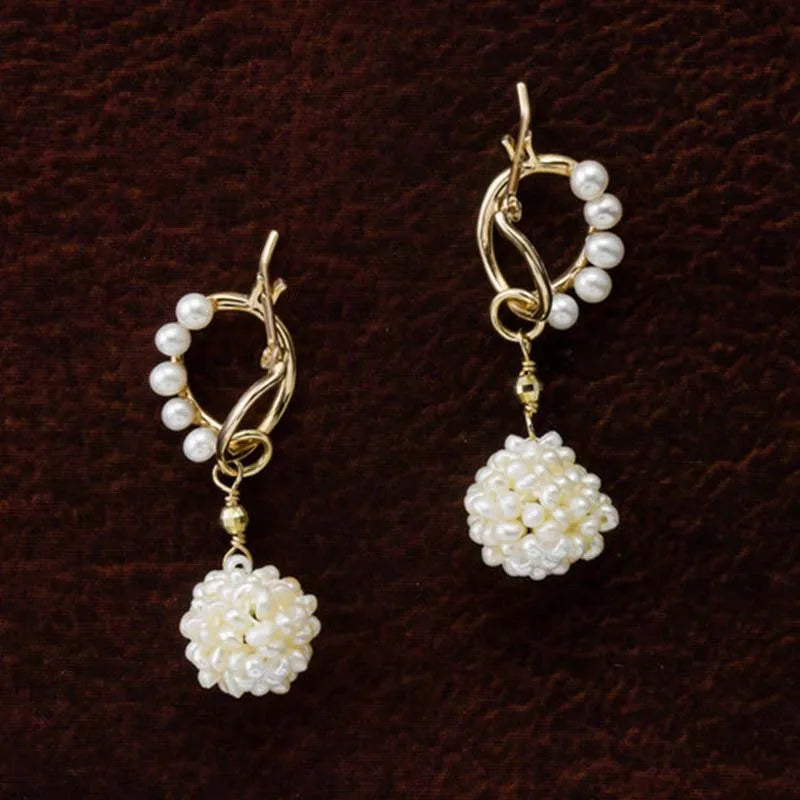 14K Gold Plated Freshwater Pearl Drop Earrings for Women