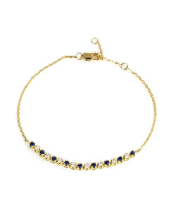 18K Yellow Gold 0.35ct Natural Diamond and Sapphire Bracelet for Women