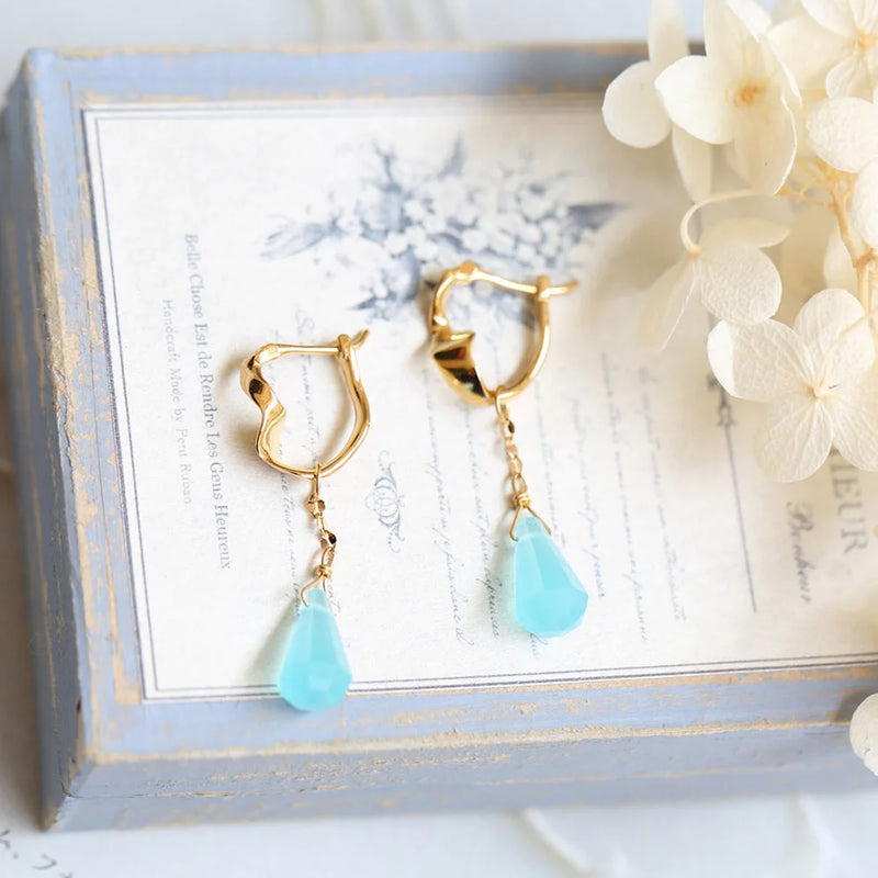 Sterling Silver & 10K Gold Plated Chalcedony Drop Earrings for Women