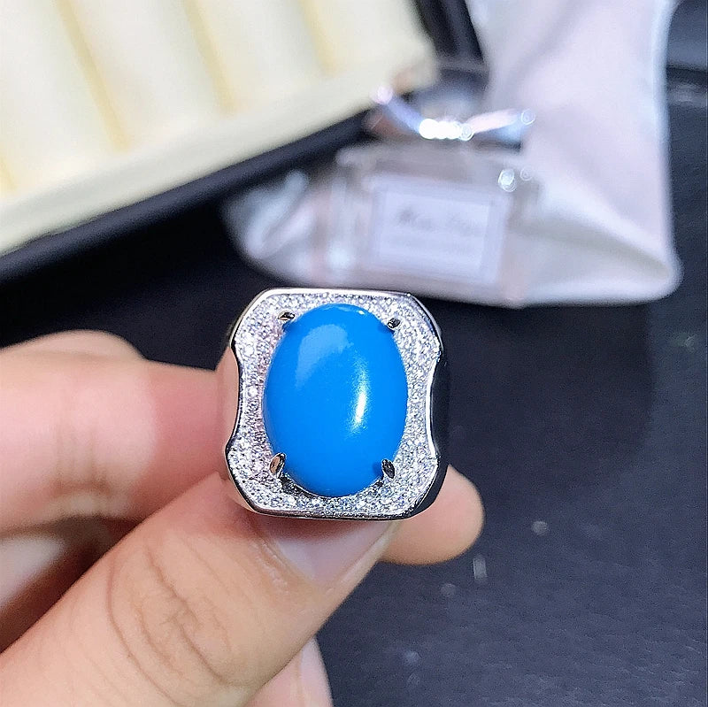 Sterling Silver Ring with Turquoise Stone for Men