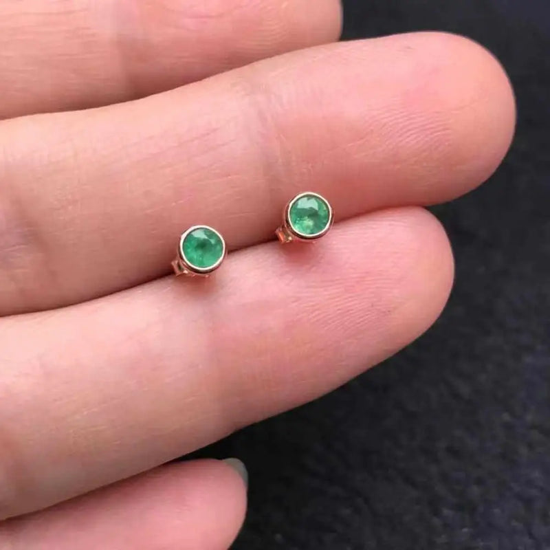 925 Sterling Silver Emerald Gemstone Stud Earrings for Women