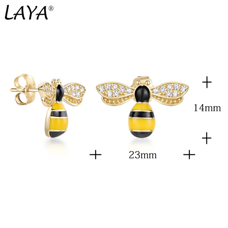 Sterling Silver Bees Stud Earrings for Women