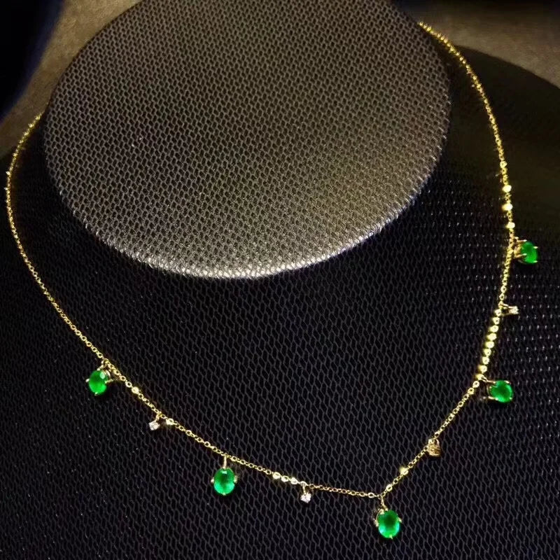 S925 Sterling Silver Emerald Necklace for Women