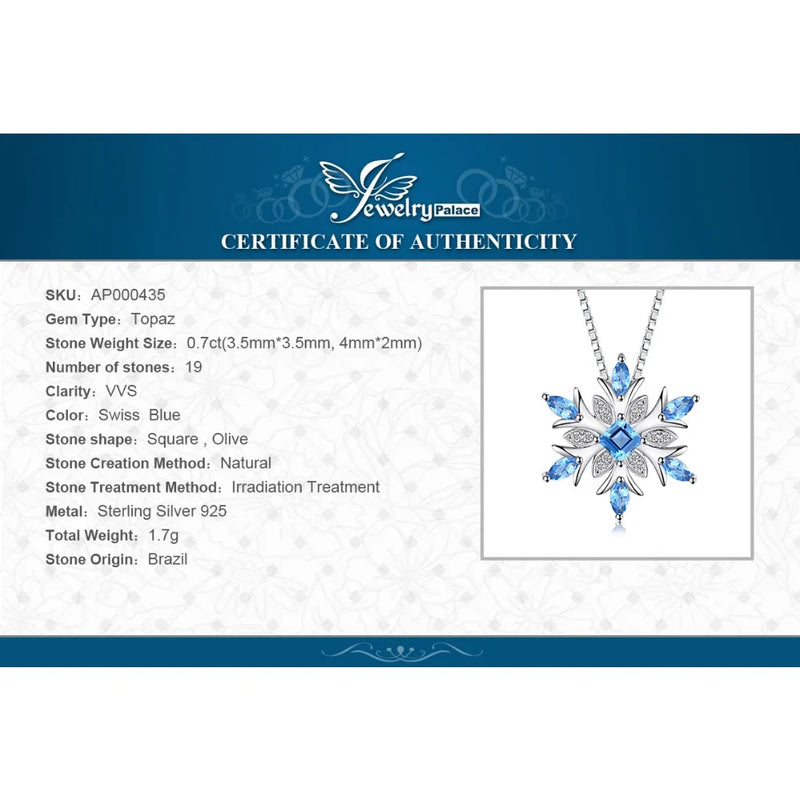 Sterling Silver Blue Topaz Pendant Necklace for Woman