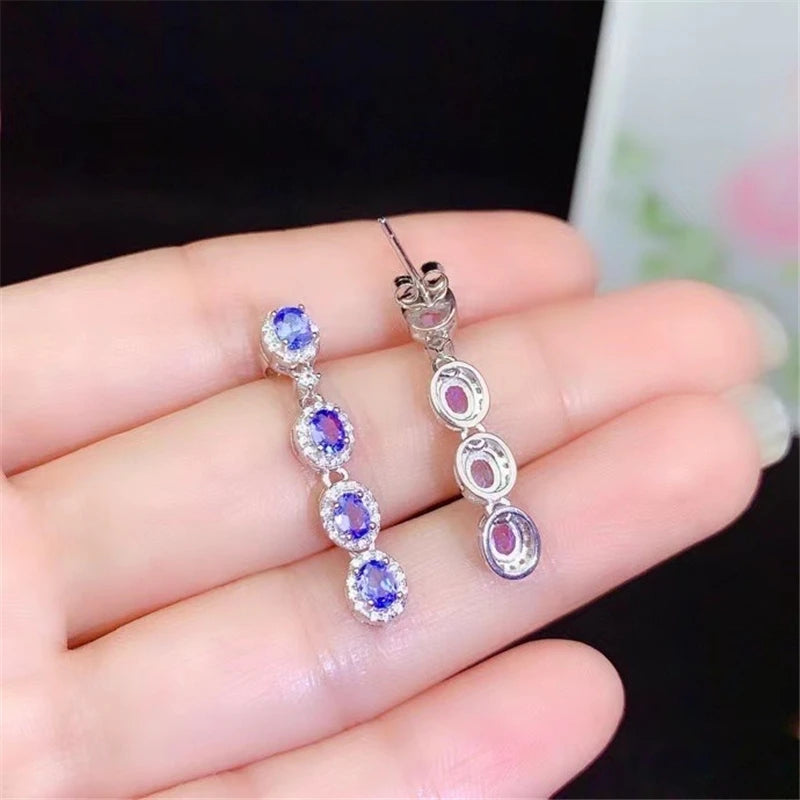 925 Sterling Silver Tanzanite Earrings for Women