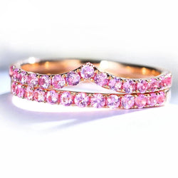 14K Rose Gold 0.35ct Pink Sapphire Round Cut Ring for Women