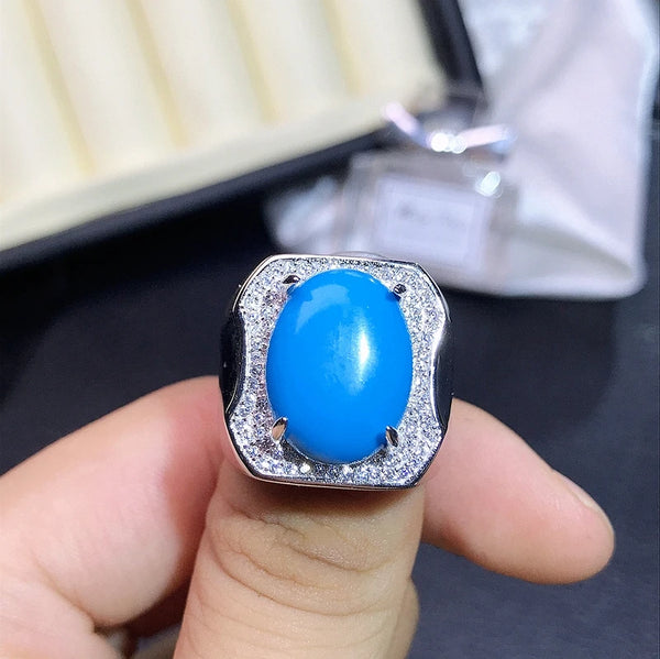 Sterling Silver Ring with Turquoise Stone for Men