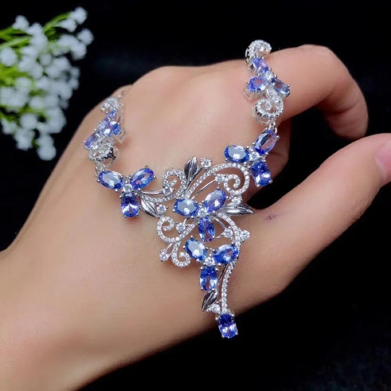 925 Sterling Silver Tanzanite Necklace for Women