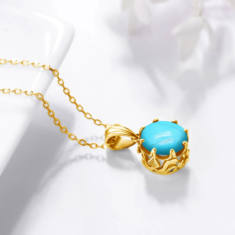 Sterling Silver Turquoise Flower Earrings Necklace Ring Set for Women