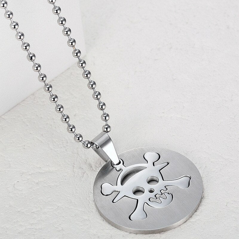 Titanium Stainless Steel Gothic Pirate Skeleton Pendant Necklace for Men