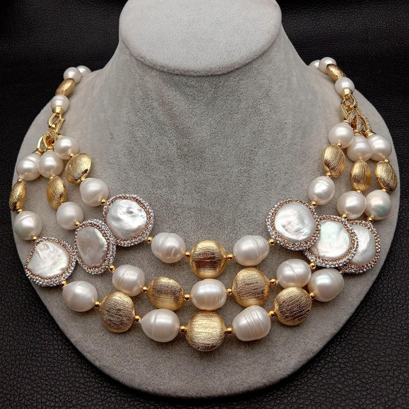 Sterling Silver Freshwater Cultured White Coin Pearl Necklace for Women