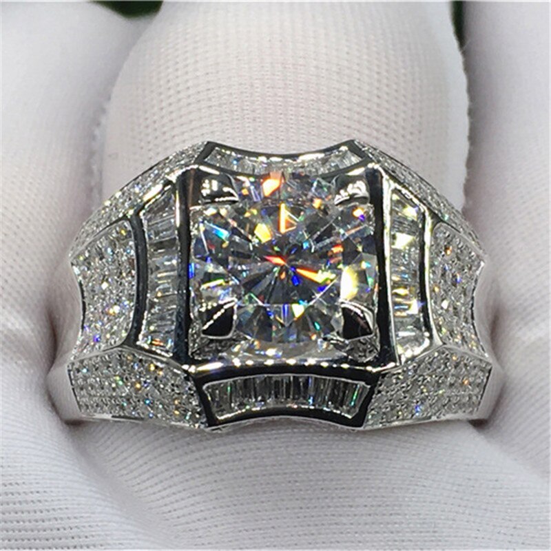 925 Sterling Silver 1ct Lab Diamond Ring for Men