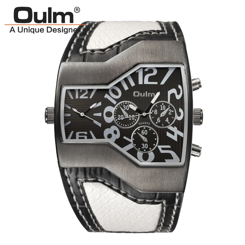 Luxury Men's Leather Wrist Watch with Dual Time Zones - Perfect for Military and Sports Use